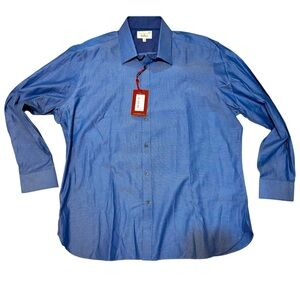 Ted Baker Endurance Size 18 34/35 Dobby Texture Blue Dress Shirt, LS.